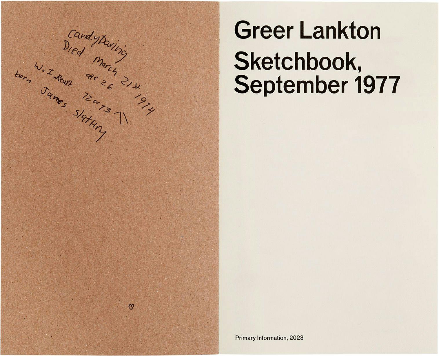 Greer Lankton: Sketchbook, September 1977 spread